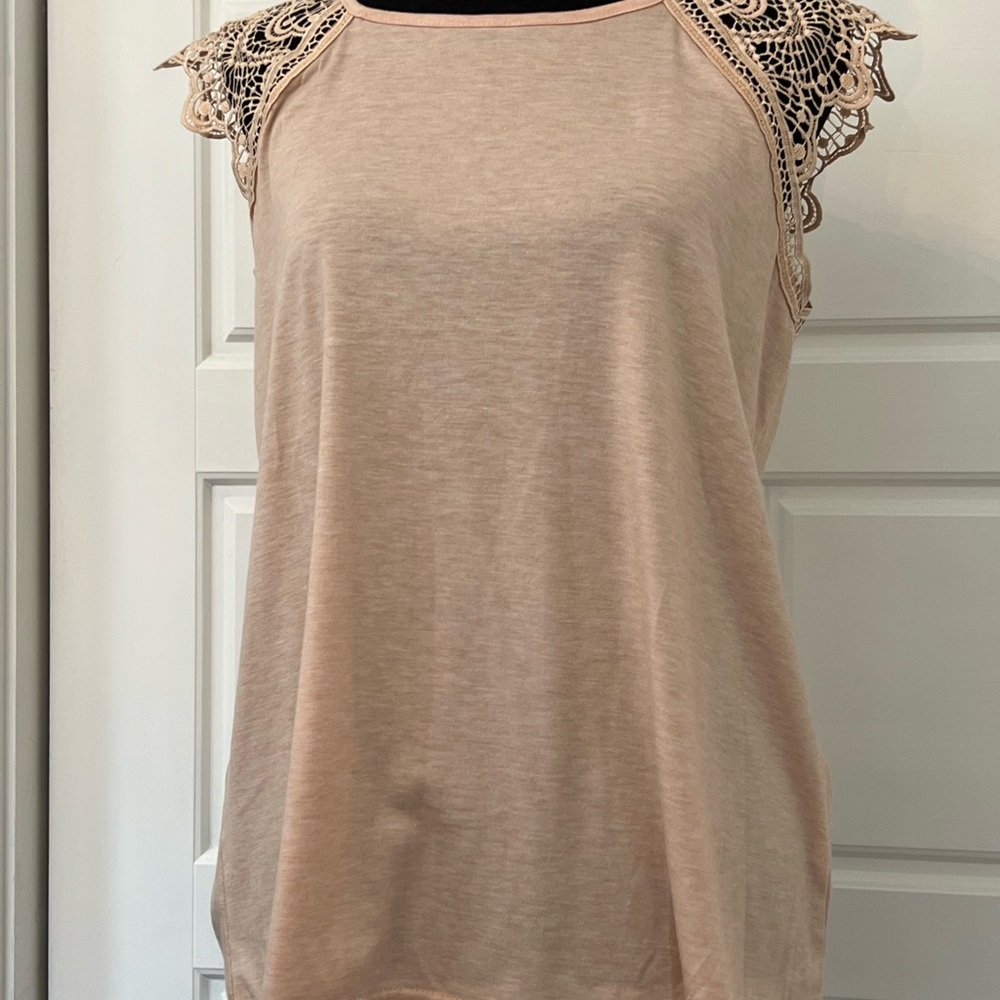 Lace Sleeve Women's Top in Apricot Cream